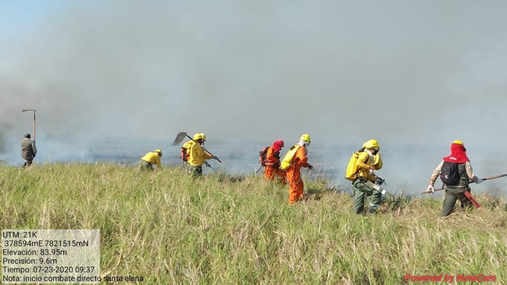 Incendio en el área protegida Otuquis