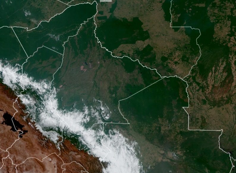 Imagen Satelital del territorio Nacional hasta Hrs. 13:10 p.m. (fuente satélite GOES)