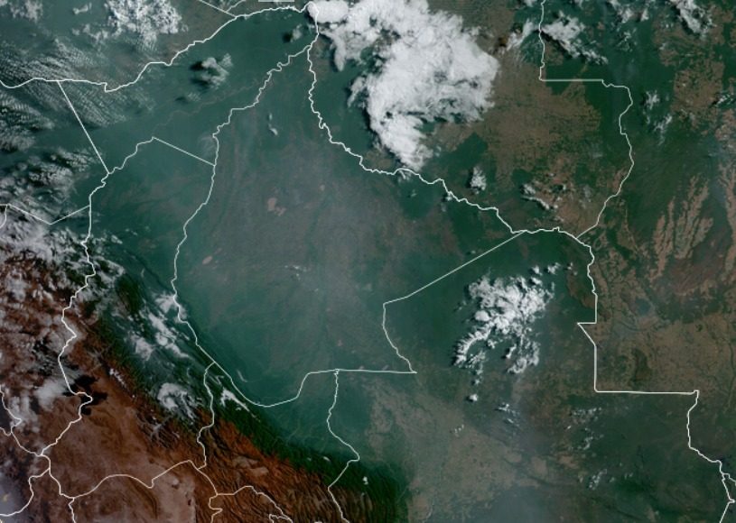 Imagen Satelital del territorio Nacional hasta Hrs. 12:00 p.m. (fuente satélite GOES)