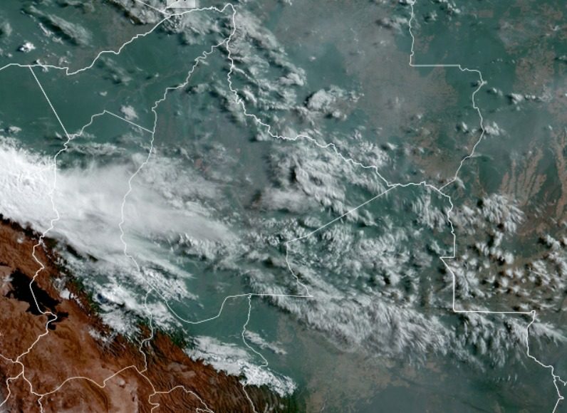 Imagen Satelital del territorio Nacional hasta Hrs. 12:10 p.m. (fuente satélite GOES)