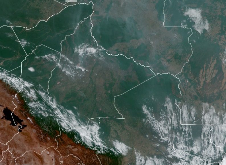 Imagen Satelital del Territorio Nacional hasta Hrs. 13:20 p.m. (fuente satélite GOES)
