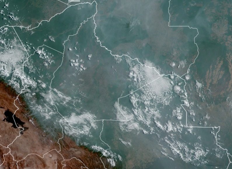 Imagen Satelital del Territorio Nacional hasta Hrs. 12:20 p.m. (fuente satélite GOES)